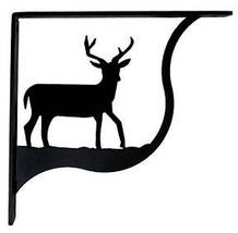 Wall Shelf Bracket Pair Of 2 Deer Pattern Wrought Iron 7.25&quot; L Crafting Accent - £33.89 GBP