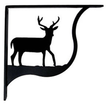 Wall Shelf Bracket Pair Of 2 Deer Pattern Wrought Iron 9.25&quot; L Crafting Accent - £38.52 GBP