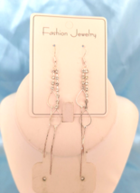 New Fashion Jewelry Women's Dangle/Drop Earrings Silvertone "Rhinestones" 3.5" - $9.90