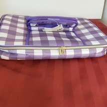 Insulated Casserole Tote Bag Purple Checkered 15 x 11 x 3 - £9.95 GBP