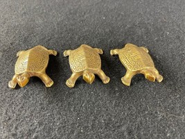 Rare Set of 3 Bronze Hand Carved Vintage Miniature Turtles - £38.77 GBP