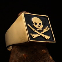 Perfectly made black Men&#39;s Chef Skull Pinky Ring Knife and Fork - solid Brass - £21.90 GBP+