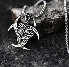Triple Horn of Odin Pendant Amulet Necklace - £7.57 GBP