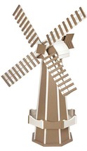 41&quot; POLY WINDMILL - Tan Brown &amp; White Working Weather Vane Amish Handmad... - £431.54 GBP
