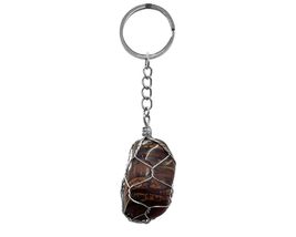 Mia Jewel Shop Metal Wire Wrapped Tumbled Gemstone Healing Crystal Keychain - Ha - £13.40 GBP