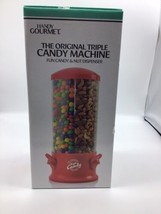 Triple Candy Machine Dispenser Machine 3 Compartments Gumball Ball Snacks WHITE - £17.35 GBP