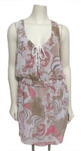 NWT Free People Paisley Lace-up Chiffon Dress M Georgette Ivory Combo Brown $128 - £27.58 GBP