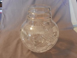 American Brilliant Period Deep Cut Crystal Vase Thatched Pattern 7.75&quot; Tall  - £160.85 GBP
