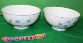 2 Piece Cheng&#39;s Microwave Safe White Jade Porcelain Blue Plum Blossom Ri... - $39.59