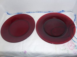 Anchor Hocking Royal Ruby:  2 round Dinner Plates 1700 Line - 9.25 in - £14.30 GBP