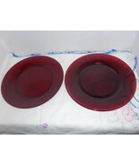 Anchor Hocking Royal Ruby:  2 round Dinner Plates 1700 Line - 9.25 in - $348.20 MXN