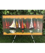 MICHAEL Original 1960s SEASCAPE MID CENTURY ABSTRACT MODERN SAILING OIL ... - $1,584.00
