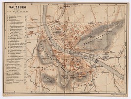 1895 Original Antique Map Of Salzburg / Austria - £16.86 GBP