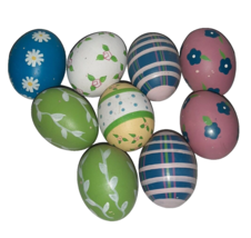 Lot of 9 Vintage Hand Painted Decorative Wooden Eggs Easter Springo - $335.51 MXN