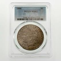 1886 Silver Morgan Dollar Graded by PCGS as MS-62! Gorgeous Coin - £79.14 GBP