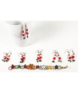 Christmas Santa Earrings Bracelet Handmade Wholesale Craft Fair Beaded L... - £18.98 GBP