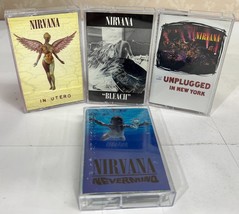 Nirvana FOUR 4 Cassette Lot Unplugged Nevermind Bleach In Utero w/Inserts - $69.78