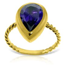 14K Solid Gold Rings With Natural Pear Shape Sapphire - £620.61 GBP