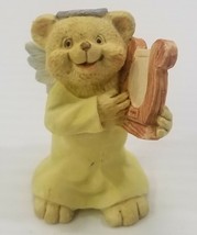 AG) Vintage Angel Teddy Babies Mini Bear Figurine Halo and Harp 2&quot; - £5.57 GBP