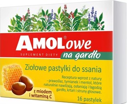 AMOL throat pills honey lemon 16 pills Marshmallow Root And Thyme Extracts - £14.11 GBP