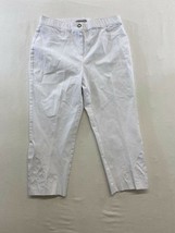 Laura Women&#39;s White Cropped Pants Size 8 Mid Rise Stretch Embroidered Le... - $7.92