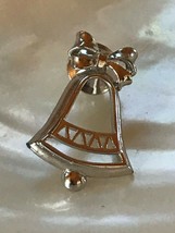 Estate Avon Signed Silvertone Outline Christmas Bell Lapel Hat Pin or Ti... - £7.49 GBP