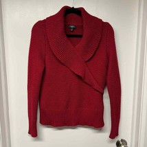 Talbots Womens Red Faux Wrap V Neck Pullover Sweater Chunky Knitted Size SP - £27.07 GBP