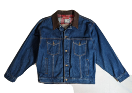 Vintage 90’s Marlboro Country Store Denim Trucker Jean Jacket Size L Tobacco - £58.33 GBP