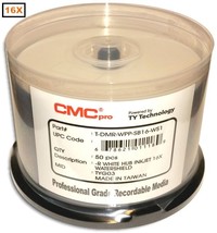 50-Pak Cmc Pro (Ty Technology) Watershield & Glossy White Inkjet Hub 16X Dvd-Rs - £62.40 GBP