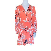 Yumi Kim Duchess Wrap Mini Dress Size XS Orchid Blush Coral Floral Silk ... - $519.47 MXN
