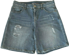 Style &amp; Co Womens Denim Shorts Size 6 Distressed Blue Cotton Blend Just ... - $9.94