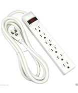 6 Outlet POWER STRIP Extra Long 8&#39; ft power CORD w/ angLe Plug 15a WHITE... - $39.71 CAD