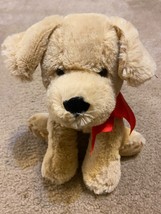 NEW Princess Soft Toys Duncan DOG Tan Floppy 12&quot; Plush 2003 Red Bow 2003 - £67.23 GBP