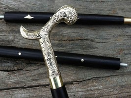 Brass Designer Engraved Handle Victorian Wooden Vintage Cane Gift - $640.72 MXN