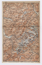 1893 Antique Map Of Mont Blanc Mountain Range Chamonix / Chablais Alps / France - £26.17 GBP