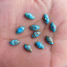 7x14 mm Marquise Natural Composite Blue Copper Turquoise Cabochon Gemstone 50pcs - £47.47 GBP