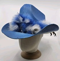 Rocamar Western Cowboy Baby Blue Hat Coated Size 7 Feathers Mexico - $29.69