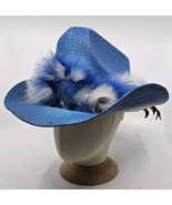 Rocamar Western Cowboy Baby Blue Hat Coated Size 7 Feathers Mexico - €25,42 EUR