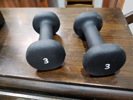 Peloton 3 lb  Set of 2 Black Dumbbell Hand Weights Good Condition - £11.71 GBP