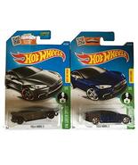 Hot Wheels 2016 Blue and Dark Grey Tesla Model S 2-Car Set by Team Hot W... - $43.55