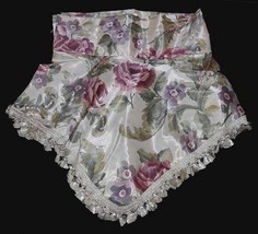 GORGEOUS Skirted Pointed Greens Mauves Etc. Roses Valance Tassels NWOT 72&quot; JCP - £23.97 GBP