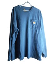 Blue Carhartt Long Sleeve T shirt top Sz XL Regular 100% cotton - $186.00 MXN