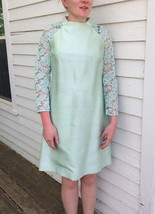 60s Mod Mint Green Pastel Dress Vintage M L AS IS - £26.50 GBP