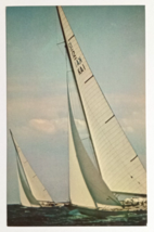 Americas Cup Yachts Off Newport Sailboats Racing Rhode Island RI Postcard c1960s - £4.81 GBP