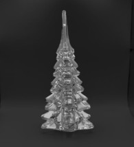 Vintage Hand Blown Christmas 8” Tree Crystal Clear Art Glass Christmas Pine Tree - £39.56 GBP