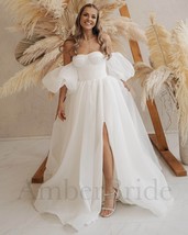 Simple Wedding Dress, A-Line Wedding Dress, Puffy Sleeve Wedding Dress, ... - $334.50