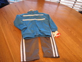 Boys Baby infant Puma active jacket pants set stripe grey Blue 24M 24 mo... - $14.92
