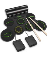 Electronic Drum Set, 7 Pads Roll Up Electric Drum Pad With Wireless, Green - $101.47 CAD