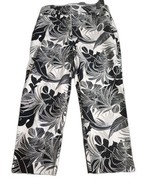 Chicos Slimming Stretch Crop Pant Sz 14 (2.5) Pull On Black Leaf Tropica... - $27.06 CAD