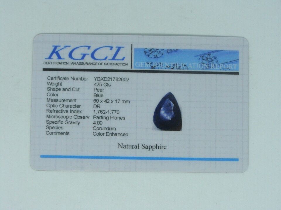 425 Carats Certified Blue Sapphire Pear Shaped Large Gemstone Gem Stone Jewel Item image 11